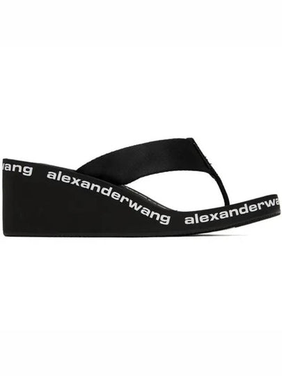 Logo Print Wedge Flip Flops Black - ALEXANDER WANG - BALAAN 2