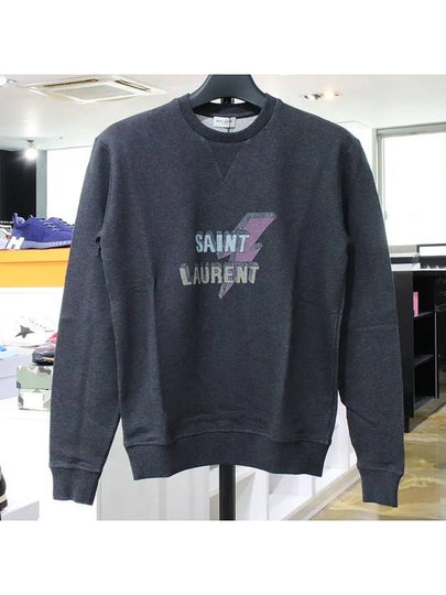 Logo Print Cotton Sweatshirt Grey - SAINT LAURENT - BALAAN 2