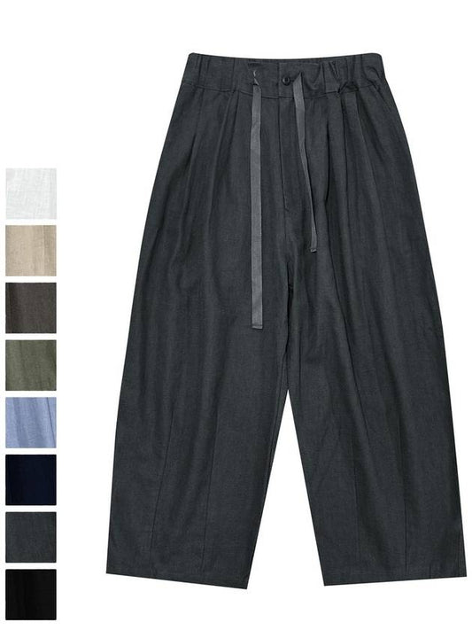 SA Two Tuck Linen Wide Pants_Charcoal - SMITH ARMOR - BALAAN 1