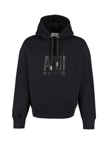 Logo Cotton Hoodie Black - AMI - BALAAN 1