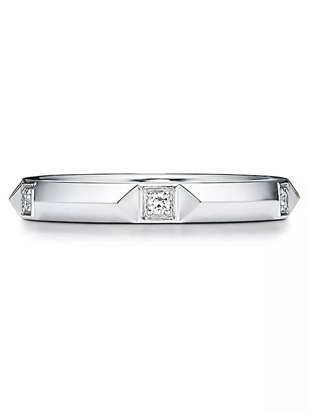 Tiffany True grain band ring platinum diamond thickness 2 5mm 67133757 - TIFFANY & CO. - BALAAN 1