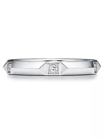 Tiffany True grain band ring platinum diamond thickness 2 5mm 67133757 - TIFFANY & CO. - BALAAN 1