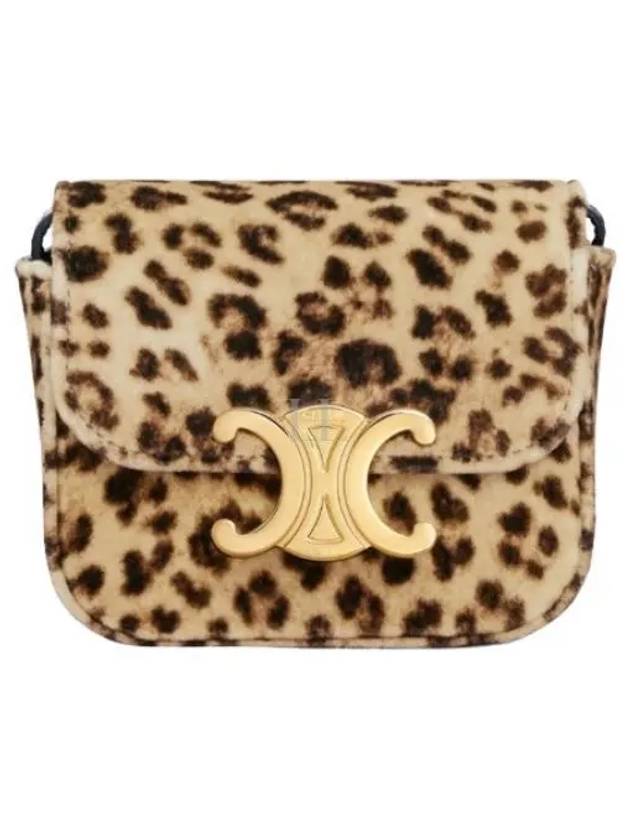 Mini Claude Leopard Print Velvet Cross Bag - CELINE - BALAAN 2