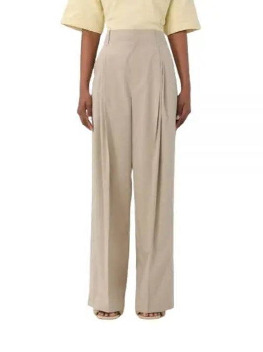 Cotton Silk Wide Leg Slacks Beige - BOTTEGA VENETA - BALAAN 2