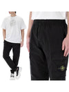 Stretch Cotton Tela Paracadute Cargo Straight Pants Black - STONE ISLAND - BALAAN 2