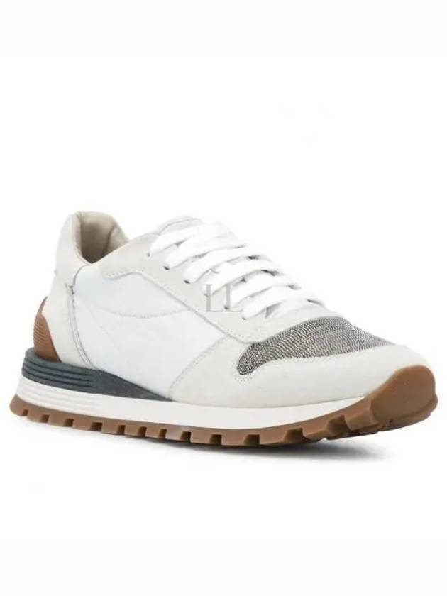 Suede Techno Fabric Runner Low Top Sneakers White - BRUNELLO CUCINELLI - BALAAN 2