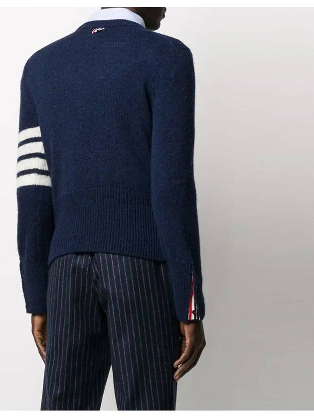 Diagonal Striped Mohair Wool Knit Top Navy - THOM BROWNE - BALAAN 5