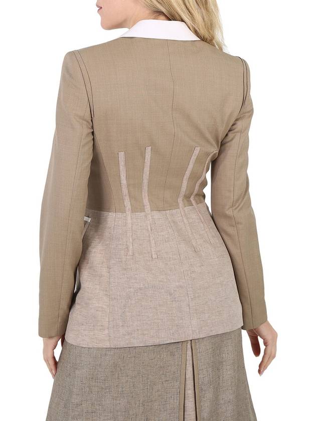 Women's Tape Detail Mix Media Jacket Pecan Melange - BURBERRY - BALAAN 4