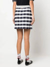 Gingham Inlay Stripe Side Pleat Skirt Navy - THOM BROWNE - BALAAN 4