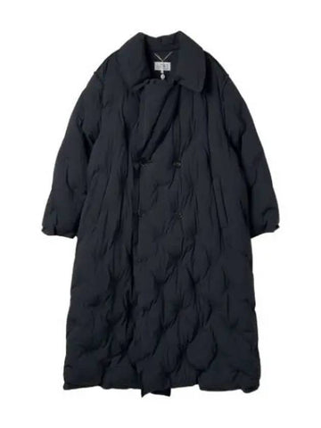 Double breasted long puffer jacket black short padding - MAISON MARGIELA - BALAAN 1