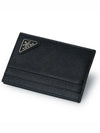 Saffiano Triangular Logo Card Wallet Black - PRADA - BALAAN 6