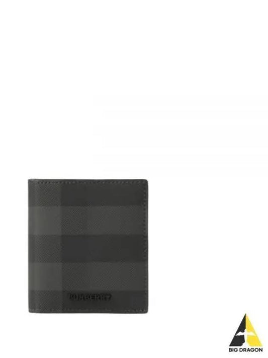 Check Leather Half Wallet Grey - BURBERRY - BALAAN 2