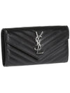 Matelasse Monogram Flap Long Wallet Black - SAINT LAURENT - BALAAN 5