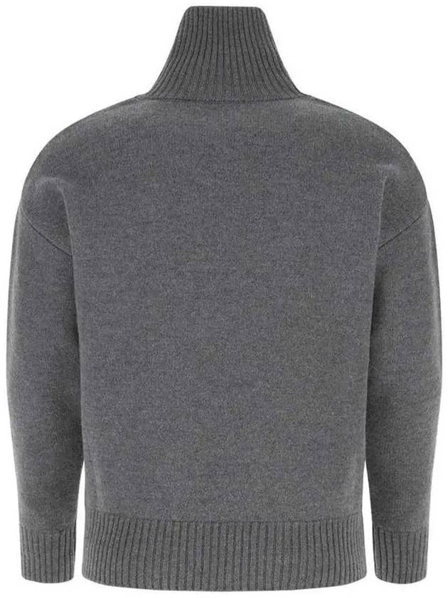 Big Heart Logo Wool Knit Turtleneck Grey - AMI - BALAAN 4