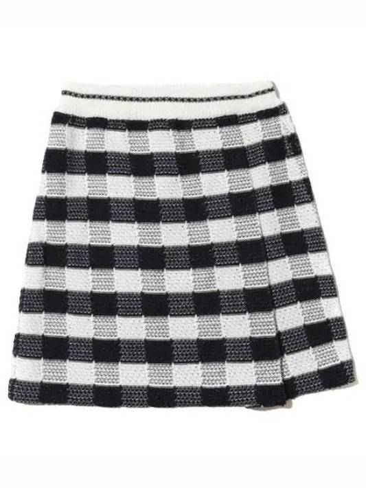 Skirt Gingham Inlay Striped Side Pleated Skirt - THOM BROWNE - BALAAN 1