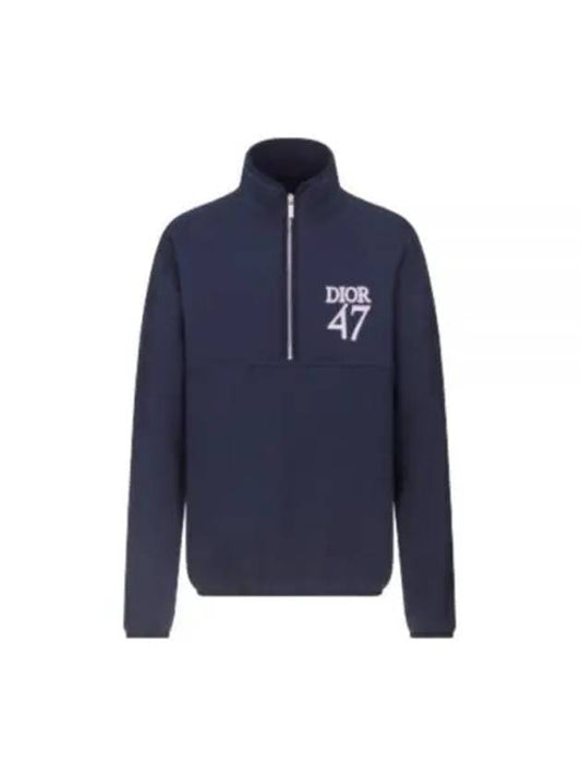 Stand Collar Regular Fit Sweatshirt Navy - DIOR - BALAAN 2