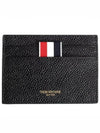 Pebble Grain Leather Stripe Single Card Wallet Black - THOM BROWNE - BALAAN 2