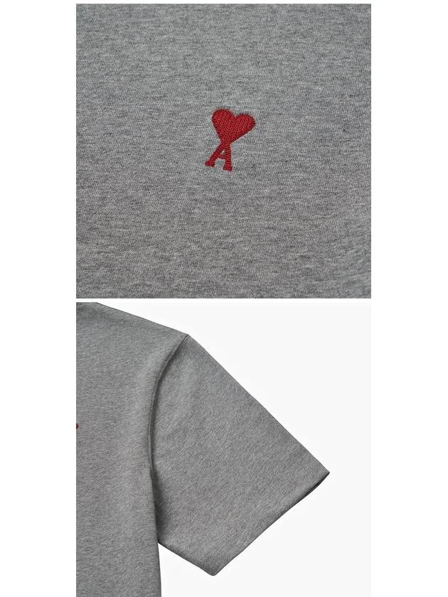 Small Heart Logo Boxy Fit Short Sleeve T-Shirt Grey - AMI - BALAAN 4