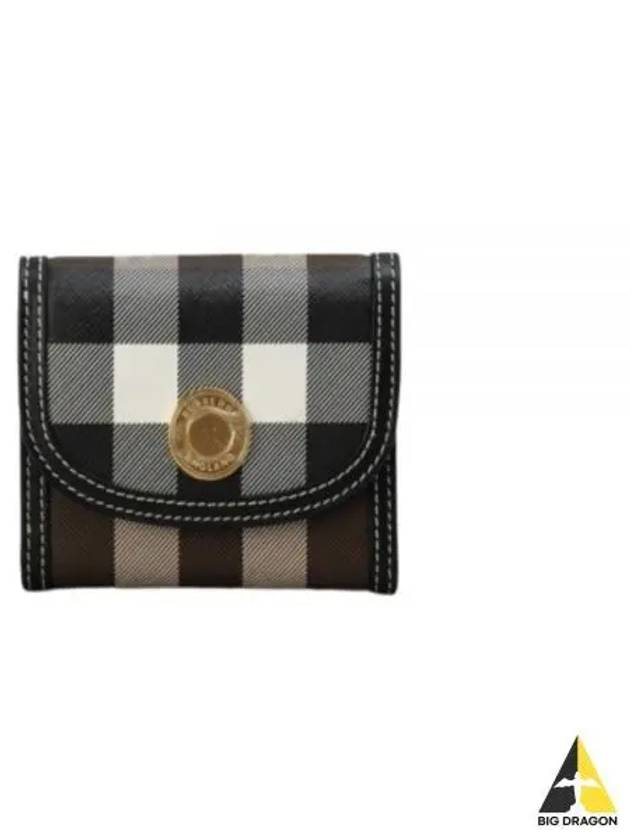 Check Print Leather Half Wallet Brown - BURBERRY - BALAAN 2