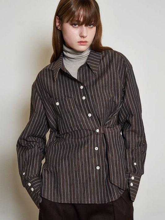 Wrinkle Stripe ShirtBrown Stripe - MU:ARVO - BALAAN 2