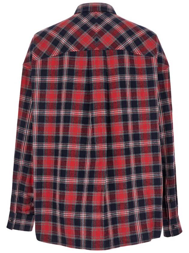 Red Oversized Shirt With Check Motif In Cotton Man - JUUN.J - BALAAN 2