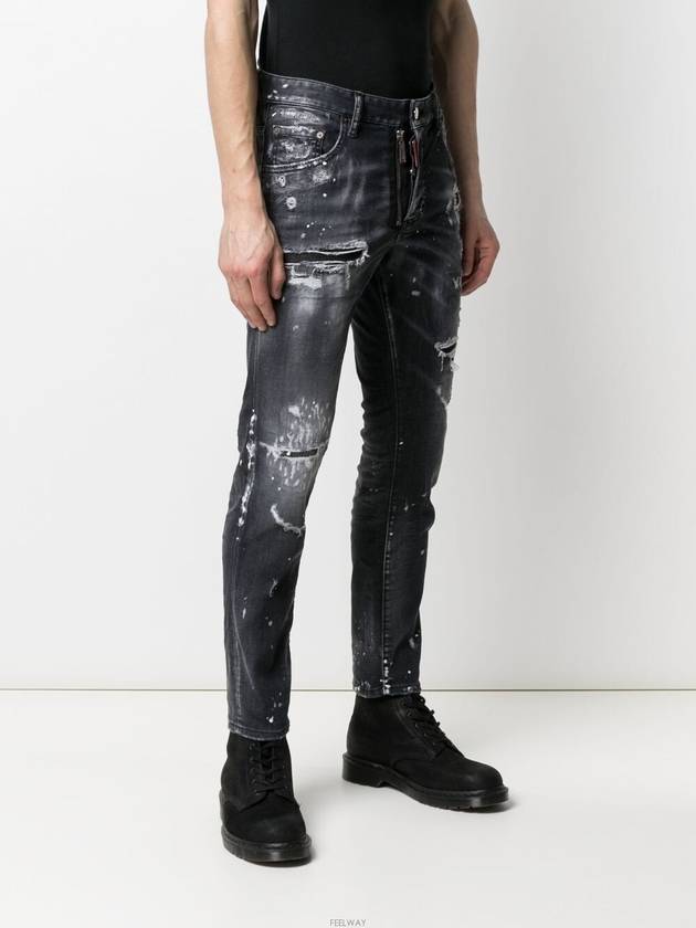 White Painting Front Zipper Cool Guy Denim Jeans Gray - DSQUARED2 - BALAAN 5