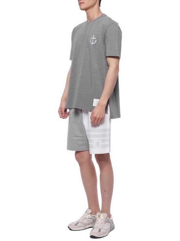 Midweight Jersey Anchor Short Sleeve T-Shirt Light Grey - THOM BROWNE - BALAAN 5