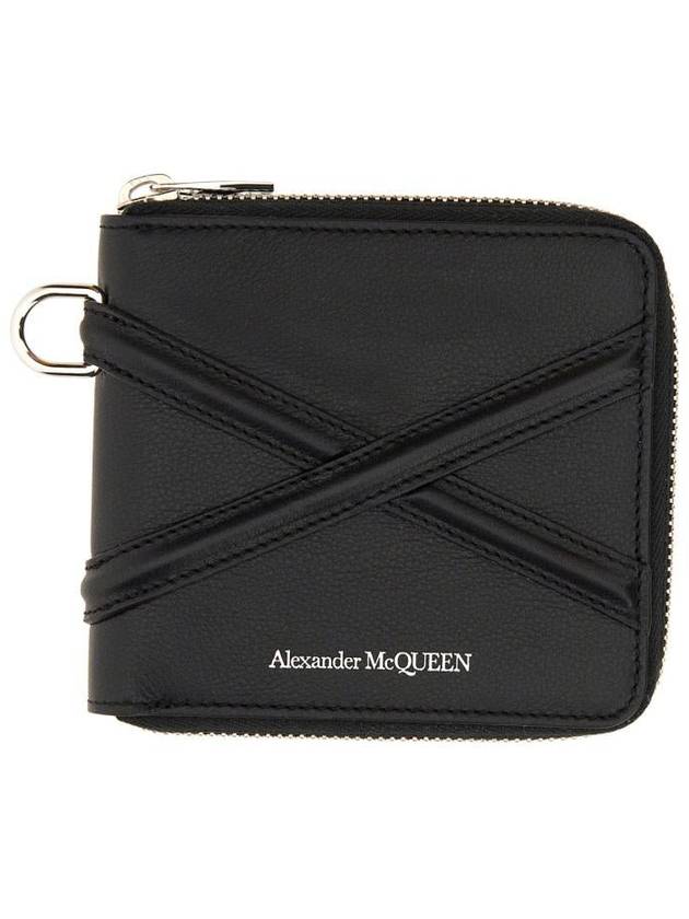 Zip Around Bill Foldo Leather Half Wallet Black - ALEXANDER MCQUEEN - BALAAN 4