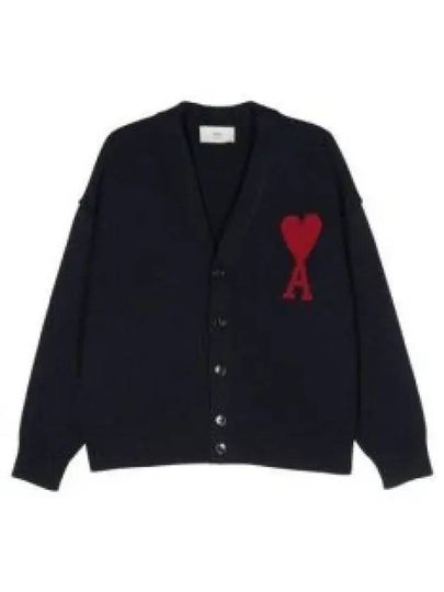 De Coeur Logo Wool Cardigan Navy - AMI - BALAAN 2