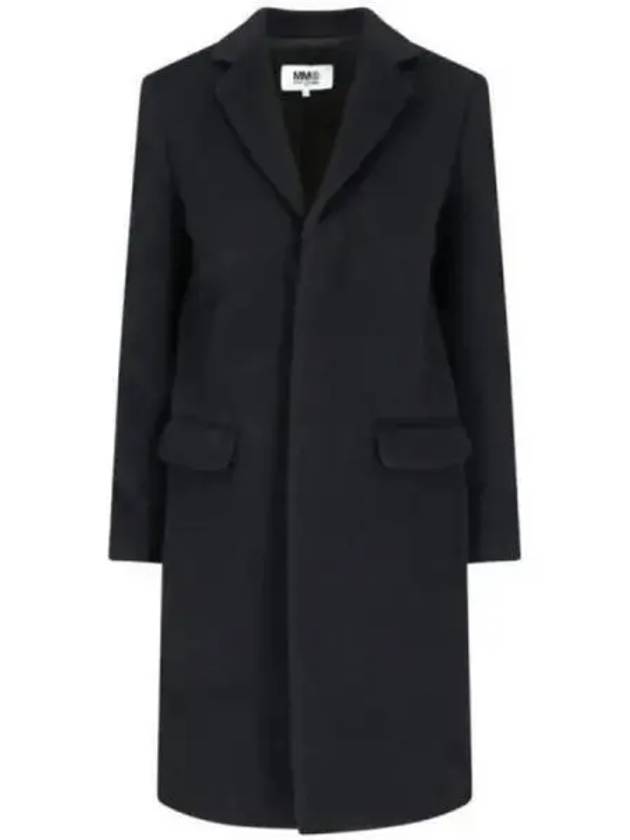 Embroidered Logo Virgin Wool Mohair Blend Single Coat Black - MAISON MARGIELA - BALAAN 2