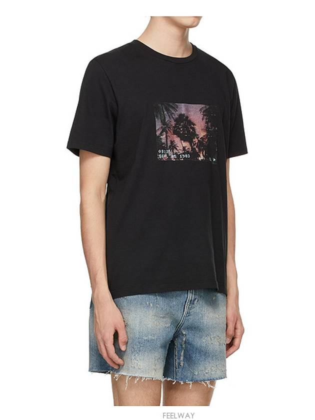 Paris Sunset Short Sleeve T-Shirt Black - SAINT LAURENT - BALAAN 4