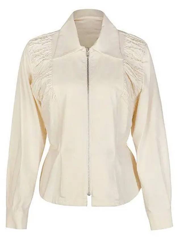 Gathered Calico Shirt Cotton Zip-Up Jacket Ivory - MAISON MARGIELA - BALAAN 2