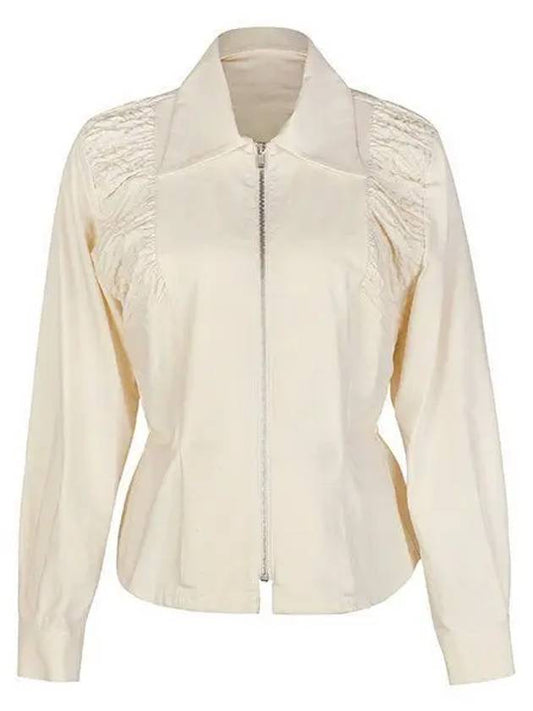 Gathered Calico Shirt Cotton Zip-Up Jacket Ivory - MAISON MARGIELA - BALAAN 2