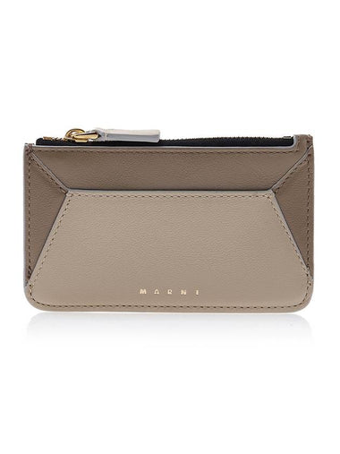 Color Block Zipper Card Wallet Oldlace - MARNI - BALAAN 1