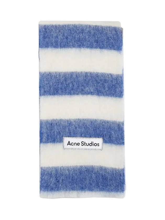 Logo Patch Stripe Wool Blend Muffler Blue White - ACNE STUDIOS - BALAAN 2