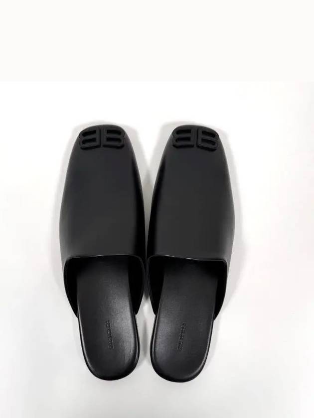 BB Logo Cozy Leather Slippers Black - BALENCIAGA - BALAAN 7