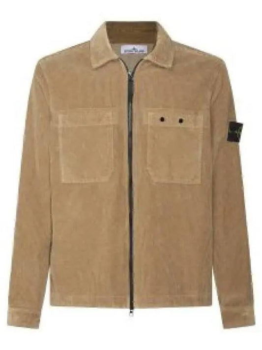 Organic Cotton Corduroy Zip-Up Jacket White - STONE ISLAND - BALAAN 2