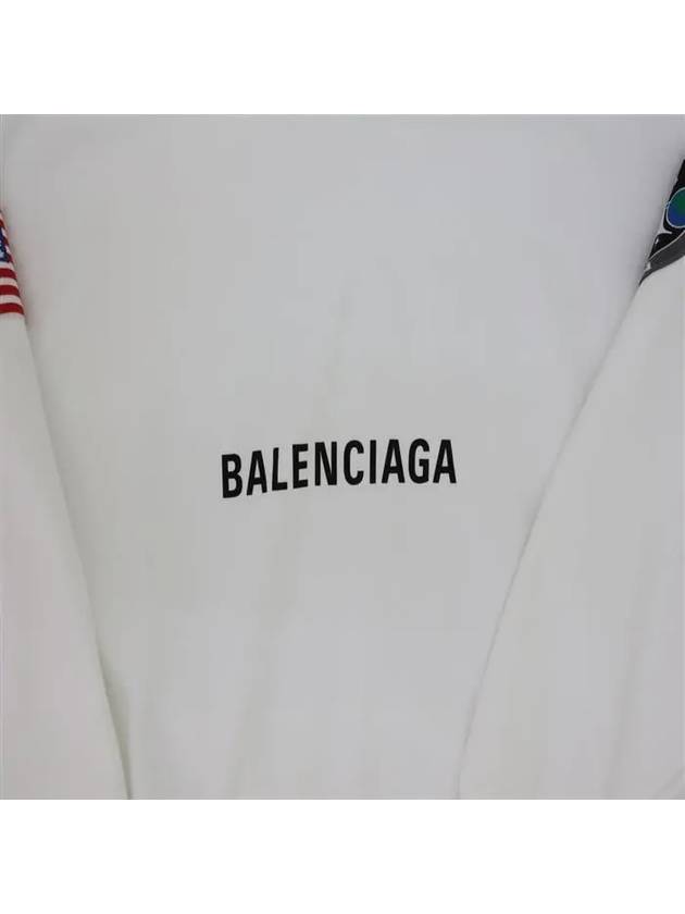 patch detail logo print hooded top white - BALENCIAGA - BALAAN.