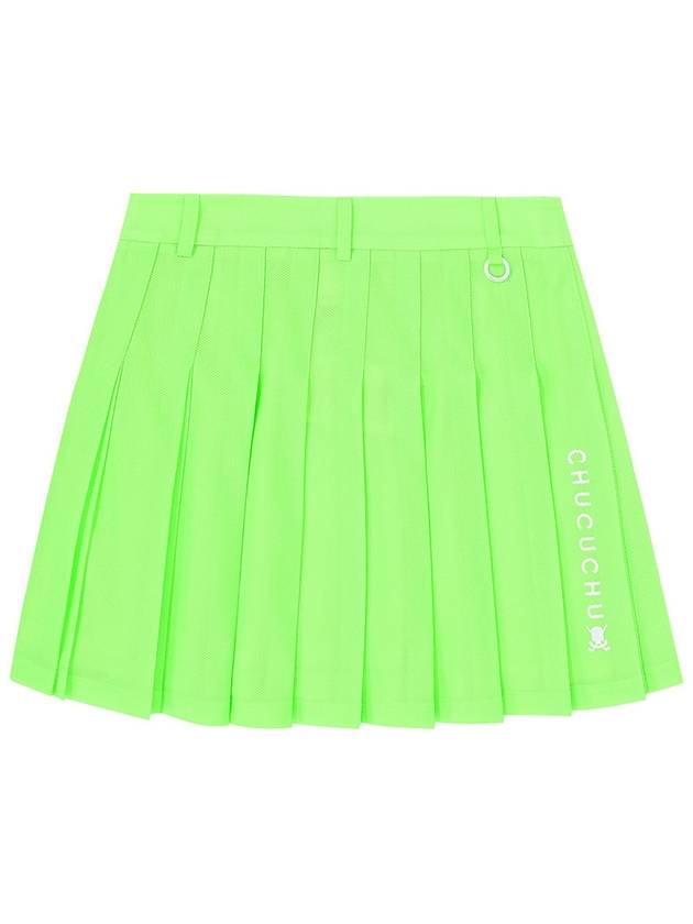 C23MSK012W Ice Mesh Pleated Skirt Lime - CHUCUCHU - BALAAN 1