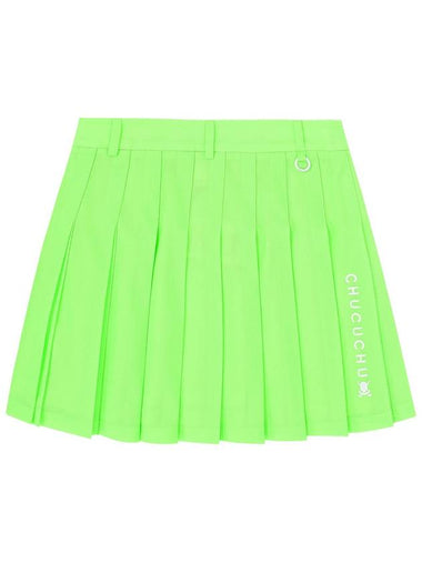 C23MSK012W Ice Mesh Pleated Skirt Lime - CHUCUCHU - BALAAN 1