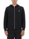 Zebra Logo Cotton Zip Up Hoodie Black - PAUL SMITH - BALAAN 4