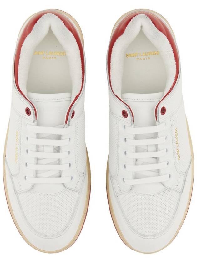 Logo Calf Leather Low Top Sneakers White - SAINT LAURENT - BALAAN 9