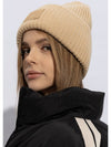 Face Patch Ribbed Wool Beanie Biscuit Beige - ACNE STUDIOS - BALAAN 3