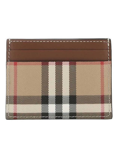 Vintage Check Leather Card Wallet Brown - BURBERRY - BALAAN 1