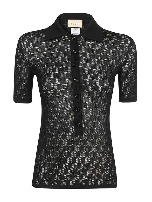 GG Cotton Silk Blend Polo Shirt Black - GUCCI - BALAAN 2