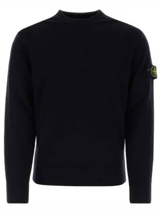 Compass Badge Crewneck Virgin Wool Knit Top Navy - STONE ISLAND - BALAAN 2