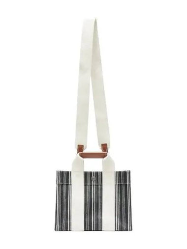 XS Striped Linen Tote Bag Black TOTEXSFBLACK Handbag - RUE DE VERNEUIL - BALAAN 1