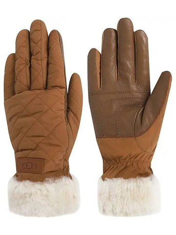 Women s Brushed Gloves Quilted Chestnut 100144 CHE - UGG - BALAAN 1