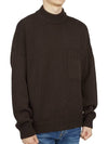 Men's Mock Neck Wool Knit Top Brown - TEN C - BALAAN 4