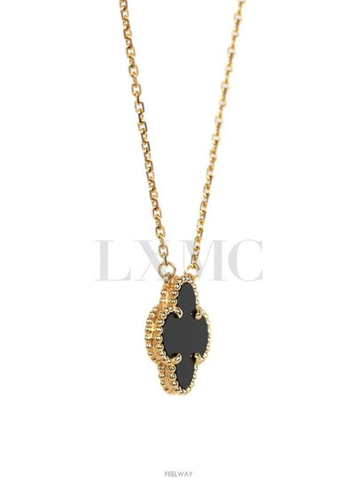 Van Cleef Arpels Alhambra Vintage Pendant Necklace Yellow Gold Onyx - VANCLEEFARPELS - BALAAN 2